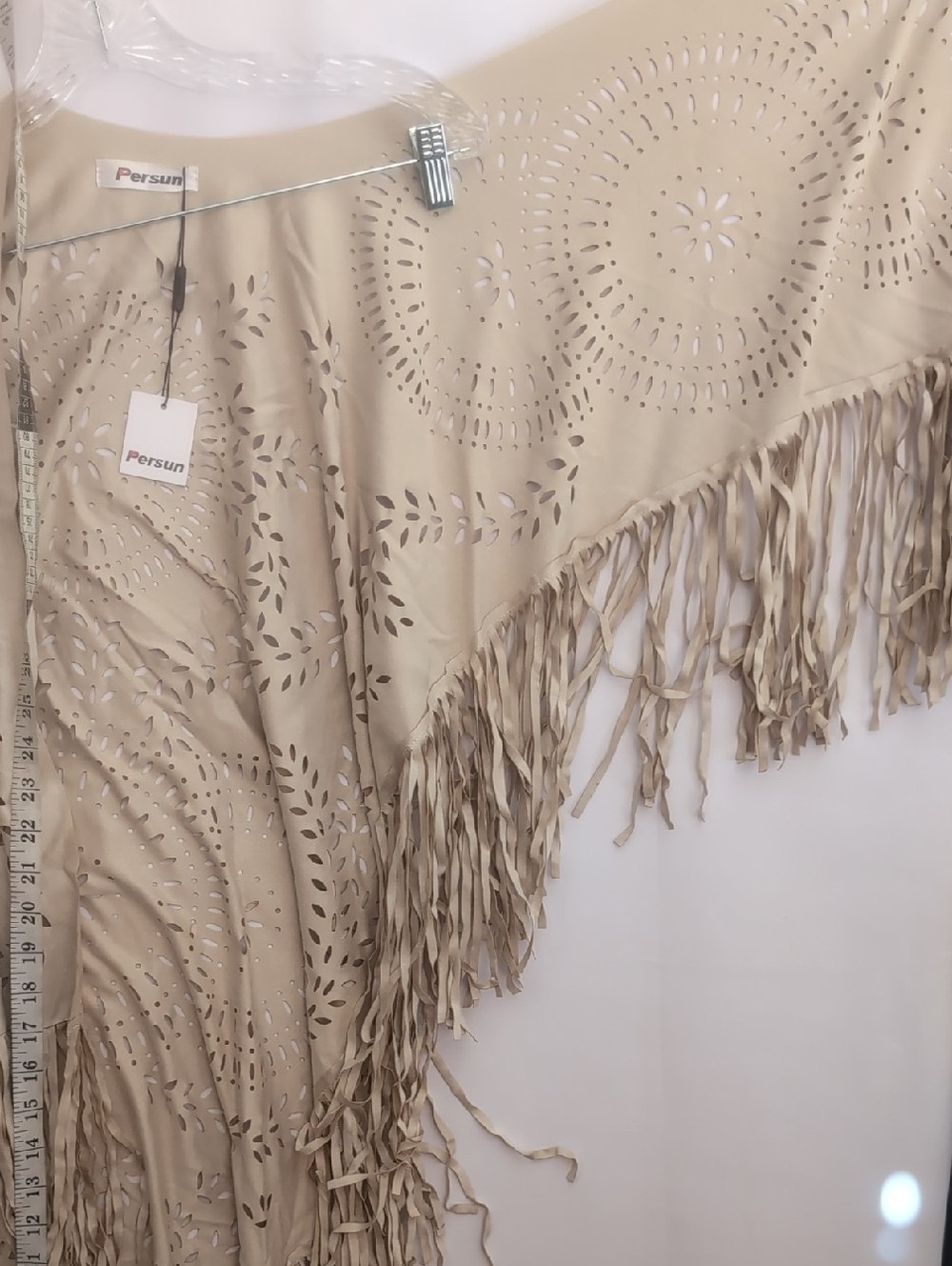 Faux Suede Boho Fringe Shawl - Picture 8 of 8